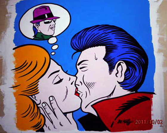 Cherry Boys Kiss Kiss Baby Original Art